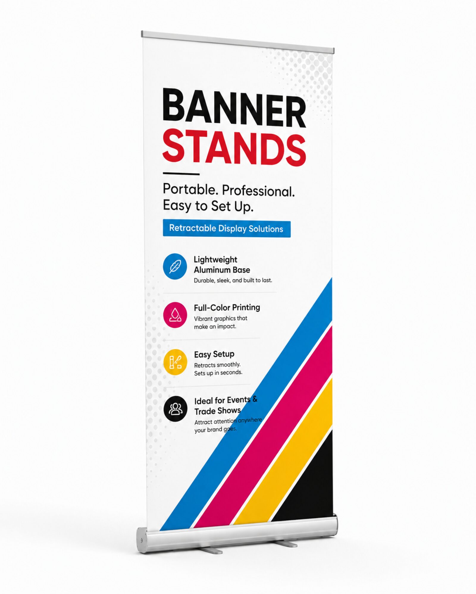Retractable banner stand — printed by Red Bliss, Las Vegas