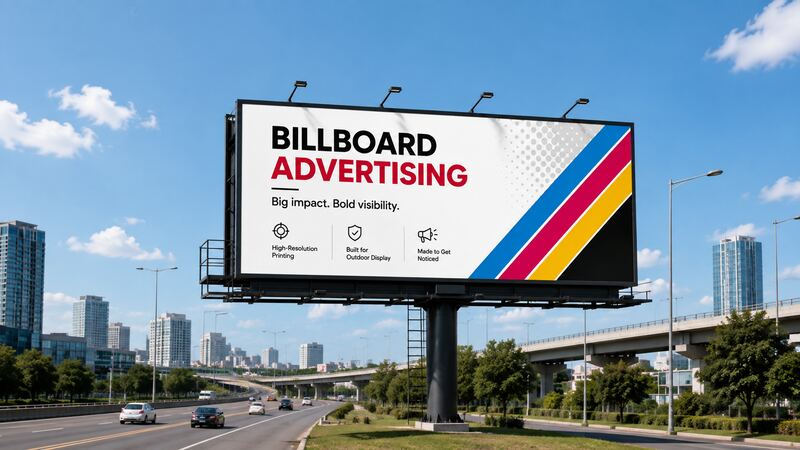 Static bulletin billboard beside a Las Vegas highway