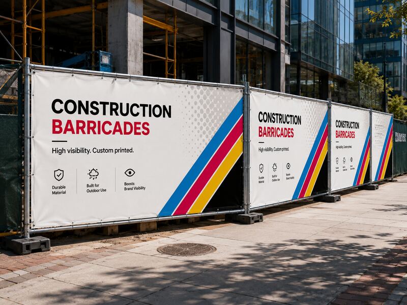 Printed construction barricades outside a Las Vegas building