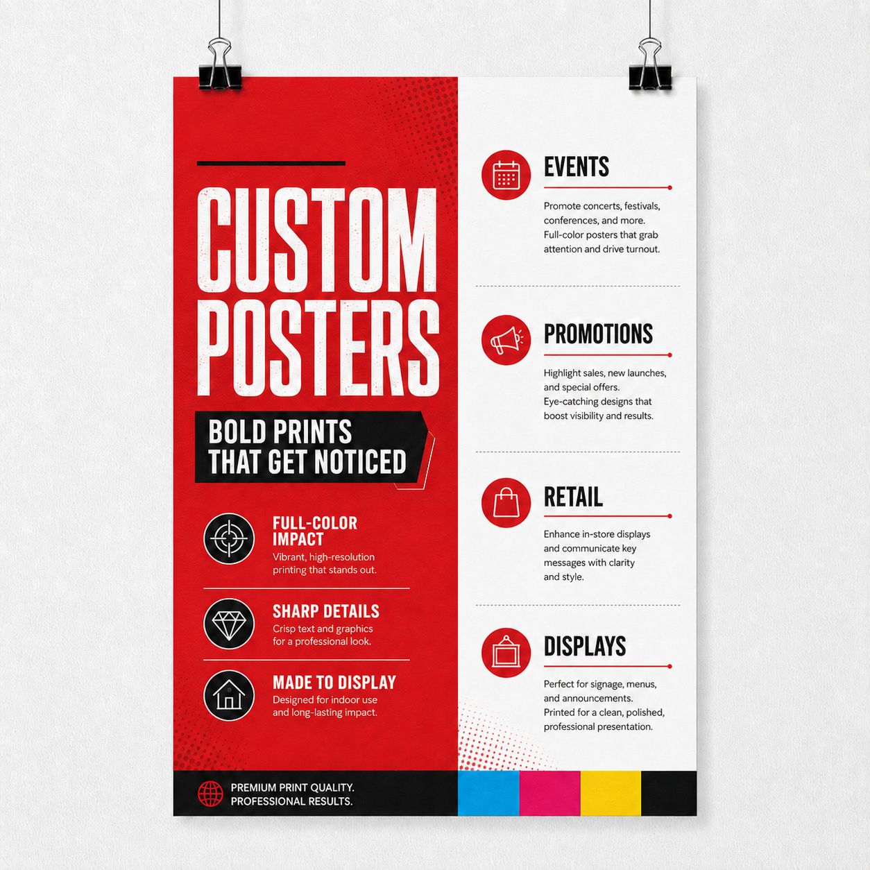 Foam board sign hung on display — printed by Red Bliss, Las Vegas