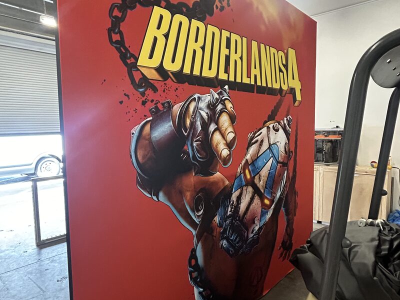 Borderlands 4 printed display panel with vivid character art