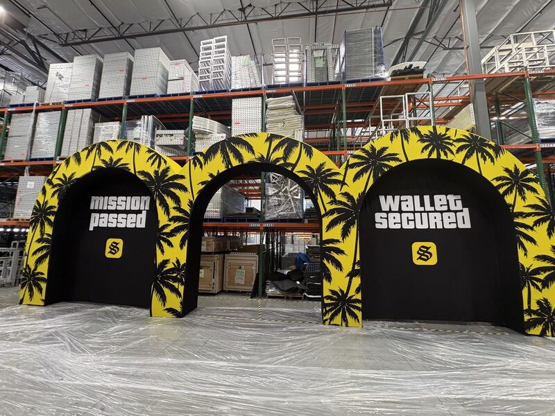 Double-sided SEG tower fabric panel — printed by Red Bliss, Las Vegas