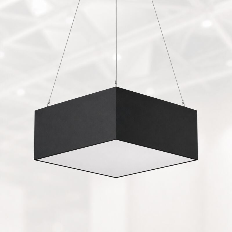 Square fabric hanging sign overhead — printed by Red Bliss, Las Vegas