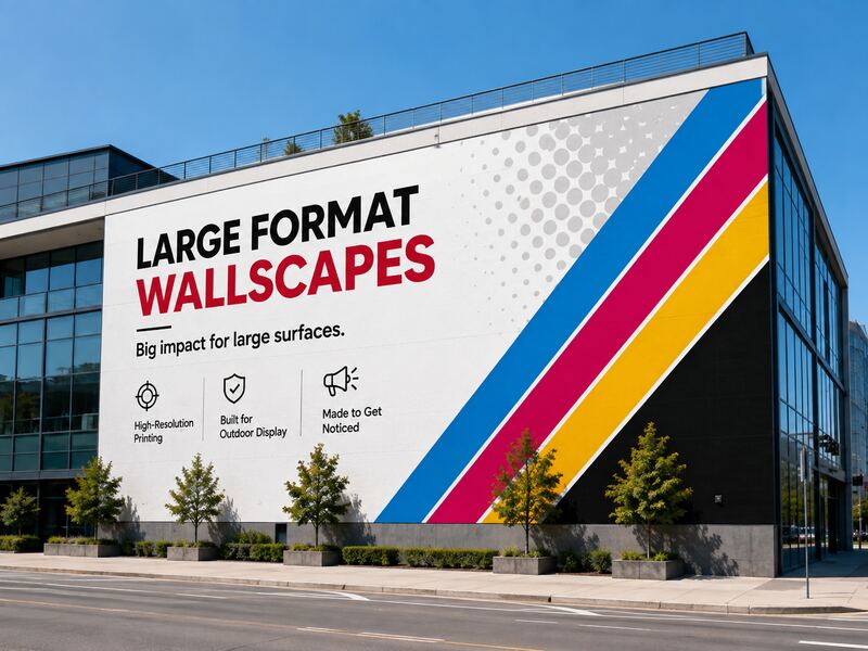 Large format wallscape installation on a Las Vegas building